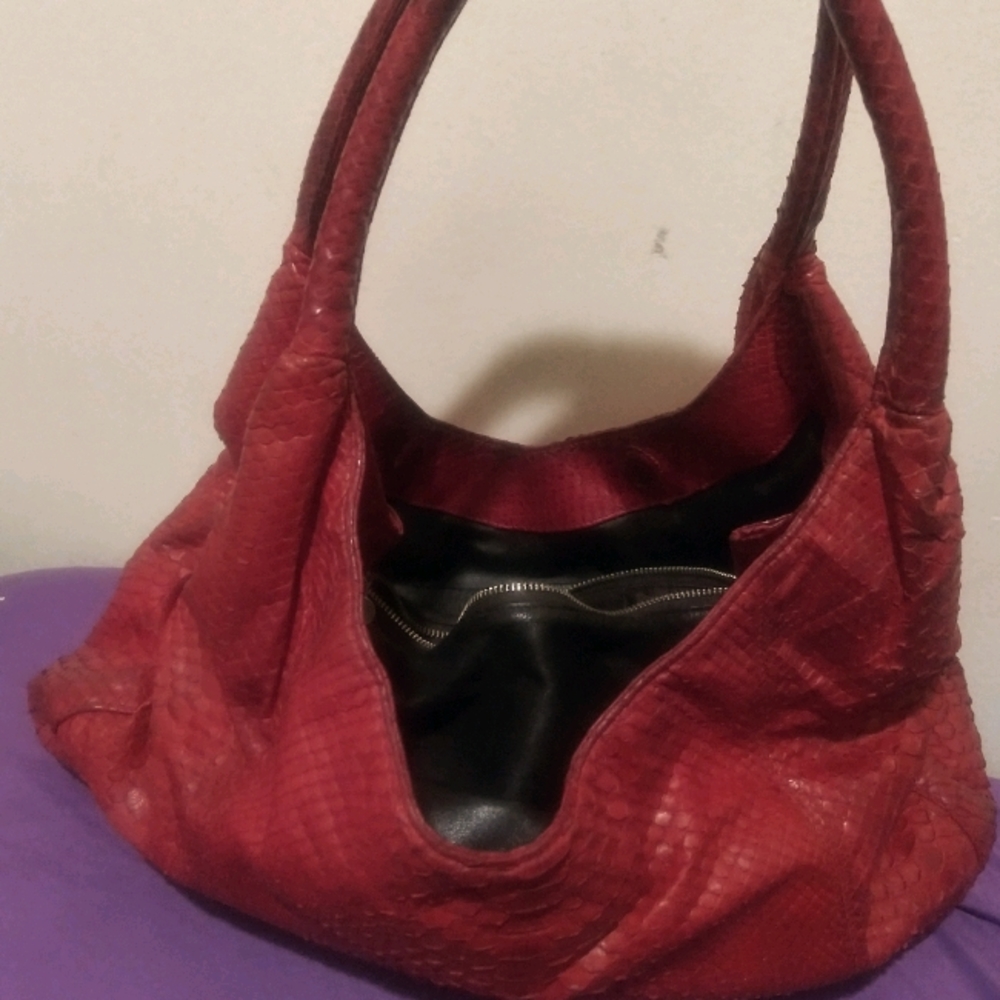 Red leather LAI Bag Authentic Python